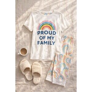 Carter’s Proud Of My Family Rainbow Pajama Set Adult L/XL NWT Pride Sleepwear.
